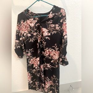 Black Longsleeve Floral Print Dress